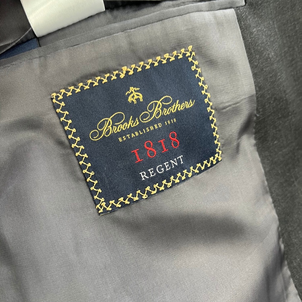 Brooks Brothers 1818 Regent Blazer Mens 44R Charcoal Gray Estrato Wool Italy - Picture 3 of 8